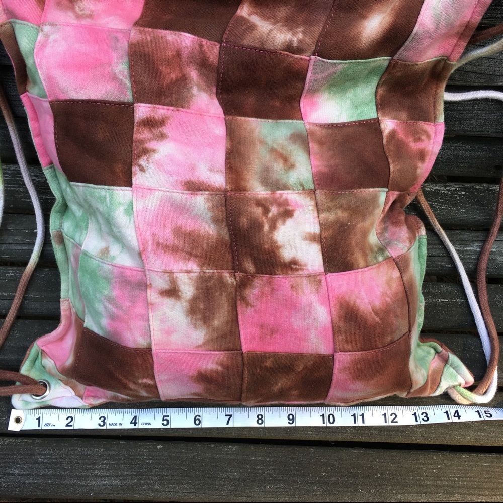 Cotton Tie Dye Patchwork Drawstring Backpack - image 7